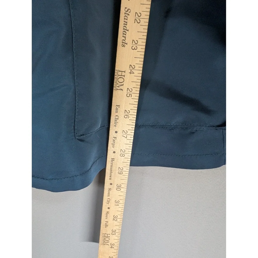 Ann Taylor Jacket Womens L Teal Blue Ruched Balloon Sleeve Utility Zip